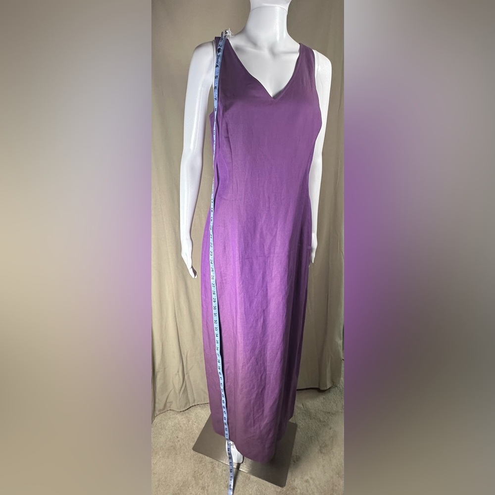 Ann Taylor Sleeveless Purple Linen Long Maxi Dress 12 New with Tags V-neck - Picture 3 of 15
